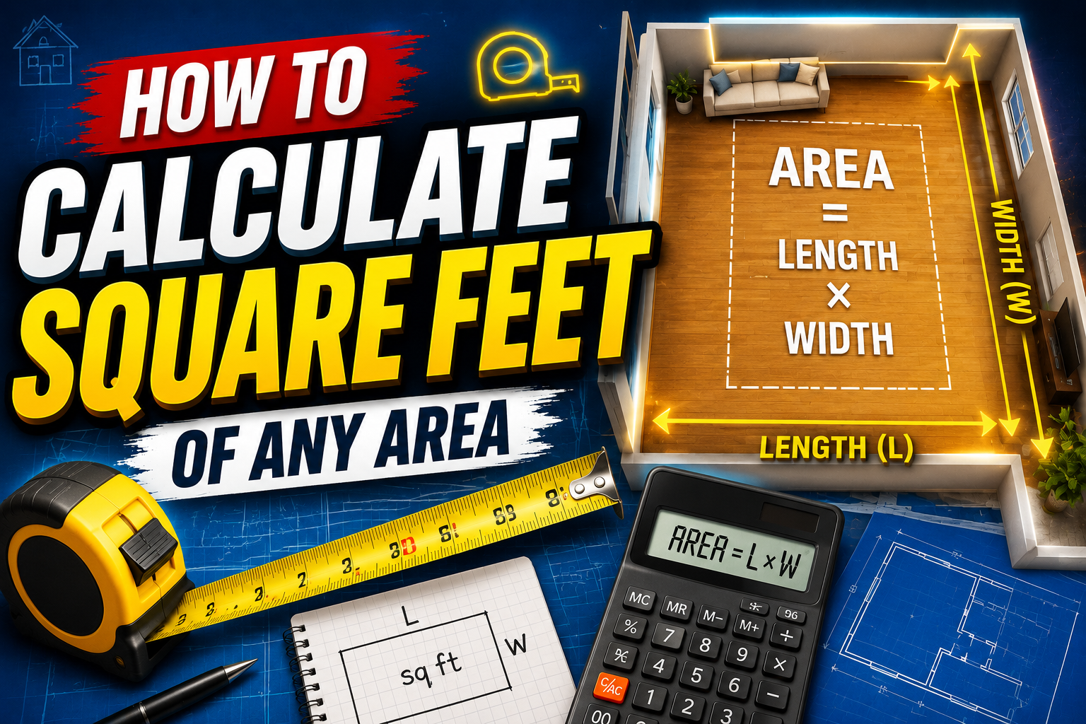 How to calculate square feet of any area