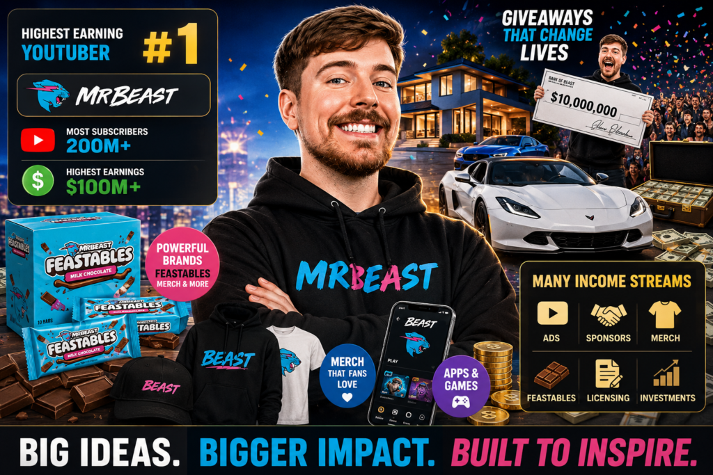 MrBeast, the highest earning youtuber and who has the most subscribers on youtube