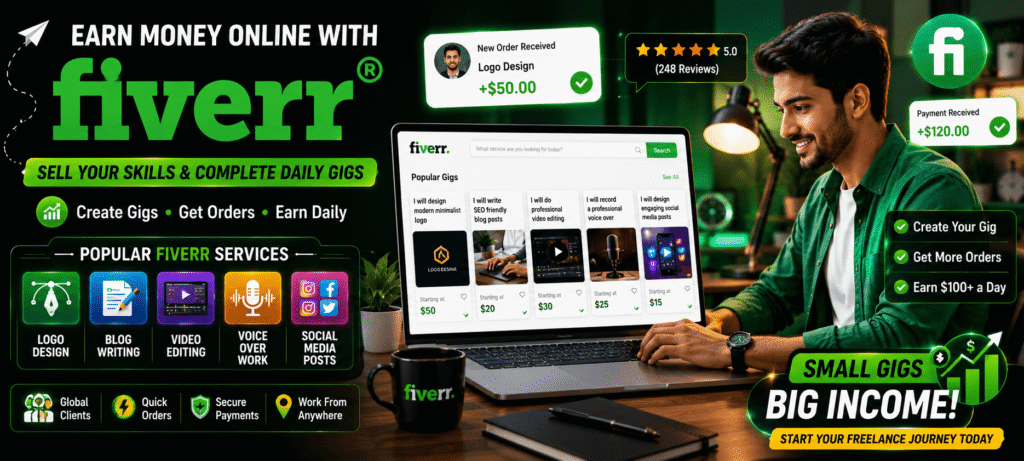 earn money online $100 a day using Fiverr