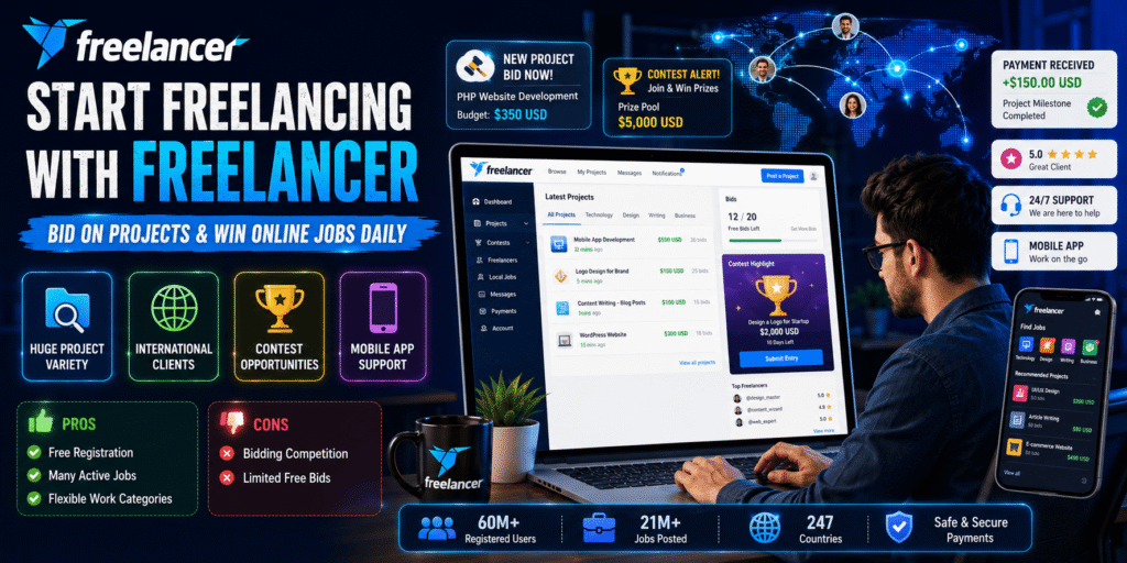 earn money online $100 a day using Freelancer