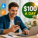 Apps That Pay $100 a Day featured thumbnail showing online earning apps, freelancing, delivery work, shopping tasks, and cash payouts on a smartphone.