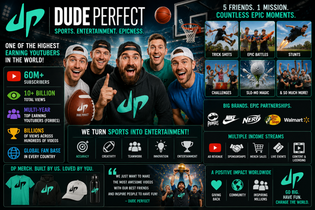 8. Dude Perfect and sports entertainment among highest earning youtubers